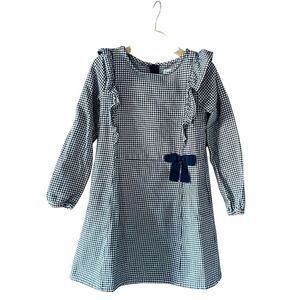Hope & Henry Houndstooth Patterned Equestrian Dress with Ruffles and Bow Size 7